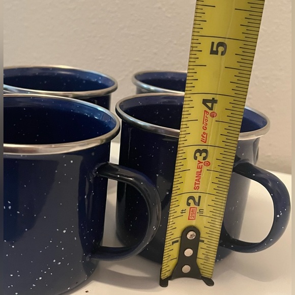 Blue enamel speckled metal mug set of 4 - Picture 4 of 4
